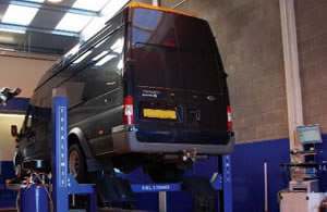 Large van on MOT test ramp